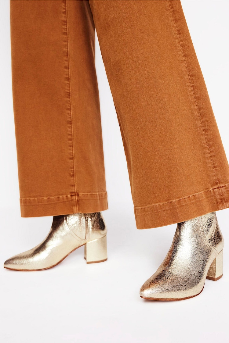 Boden Gold Block Heel Leather Ankle Boots - Image 1 of 4