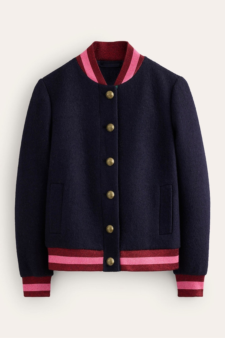 Boden Blue Boiled Wool Bomber Jacket - Image 5 of 5