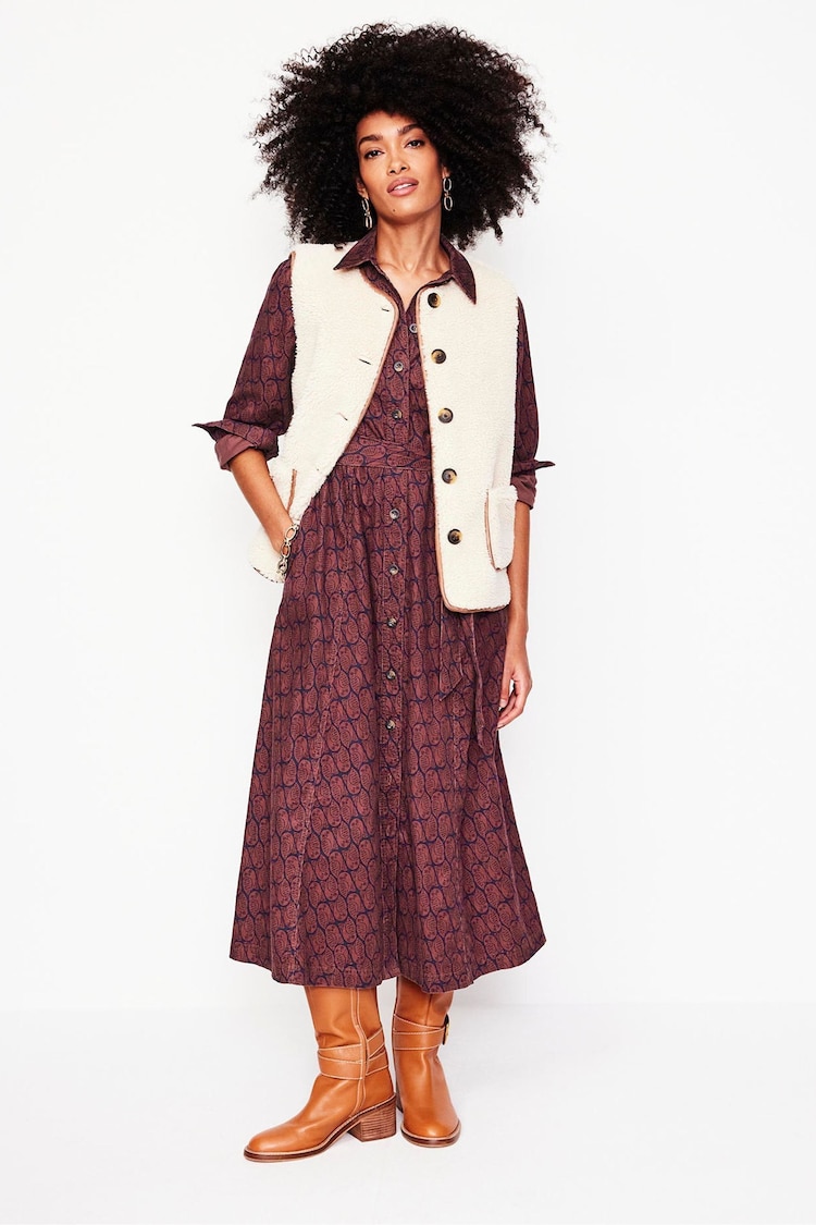 Boden Brown 100% Cotton Aubrey Cord Midi Shirt Dress - Image 1 of 6