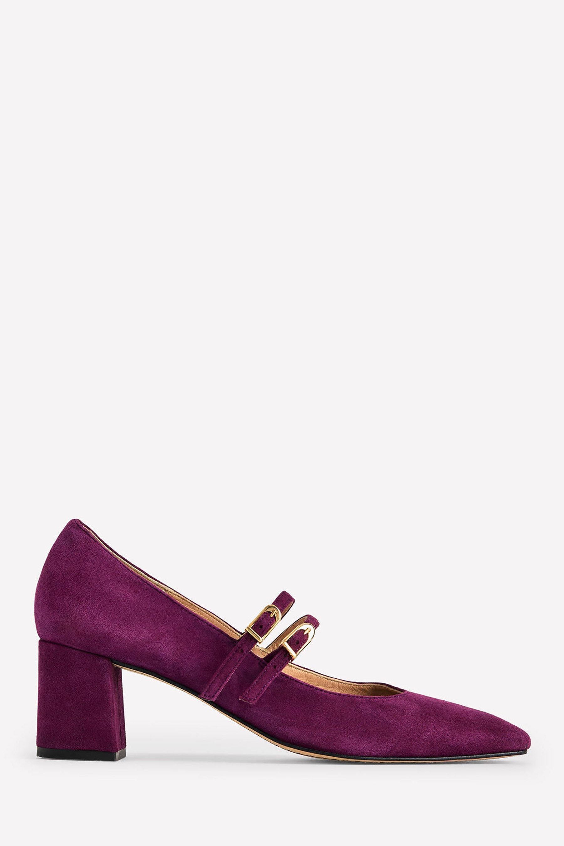 Purple block heel pumps shop