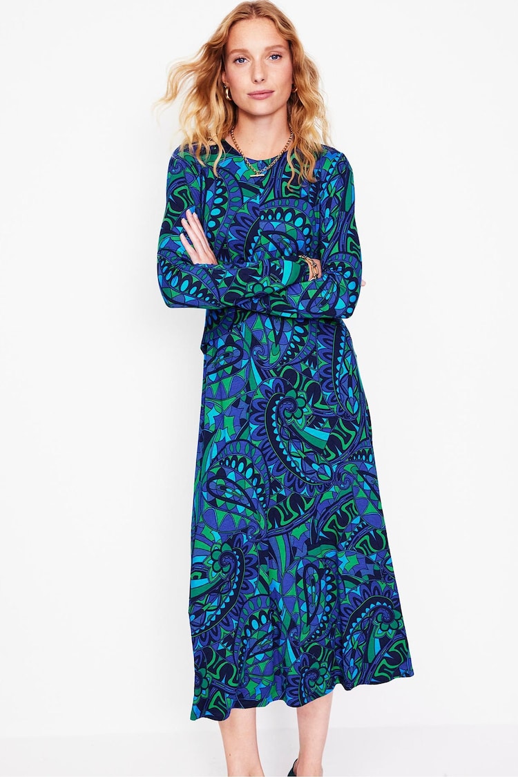 Boden Blue Twisted Waist Jersey Dress - Image 1 of 5