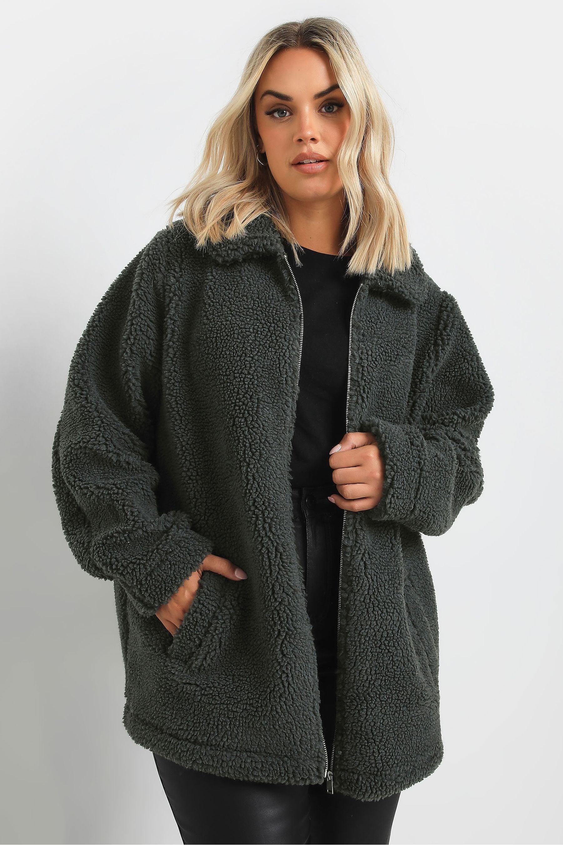 Grey borg jacket womens top