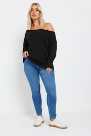 Yours Curve Black Bardot Jumper - Image 2 of 5