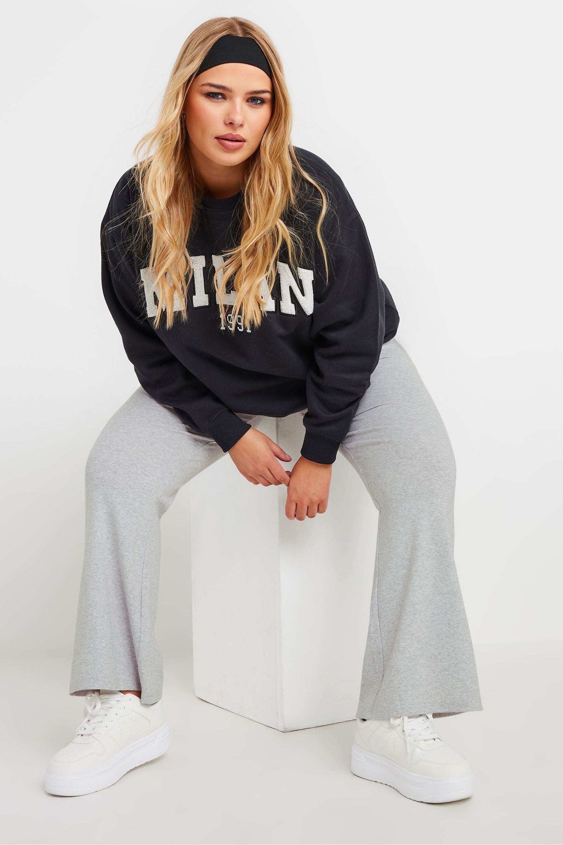 Yours Curve Grey Flare Yoga Trousers
