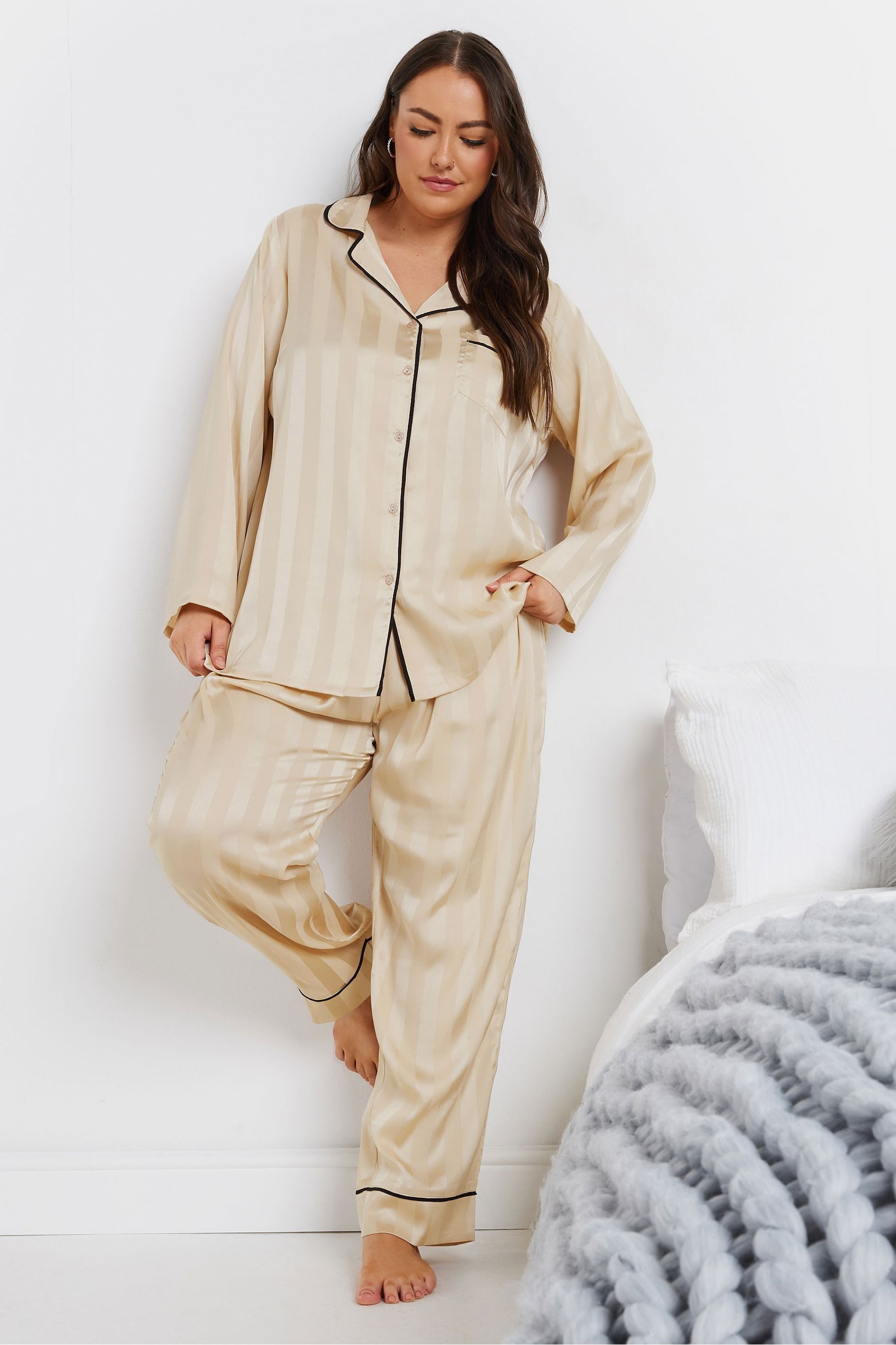 Cream satin pjs deals