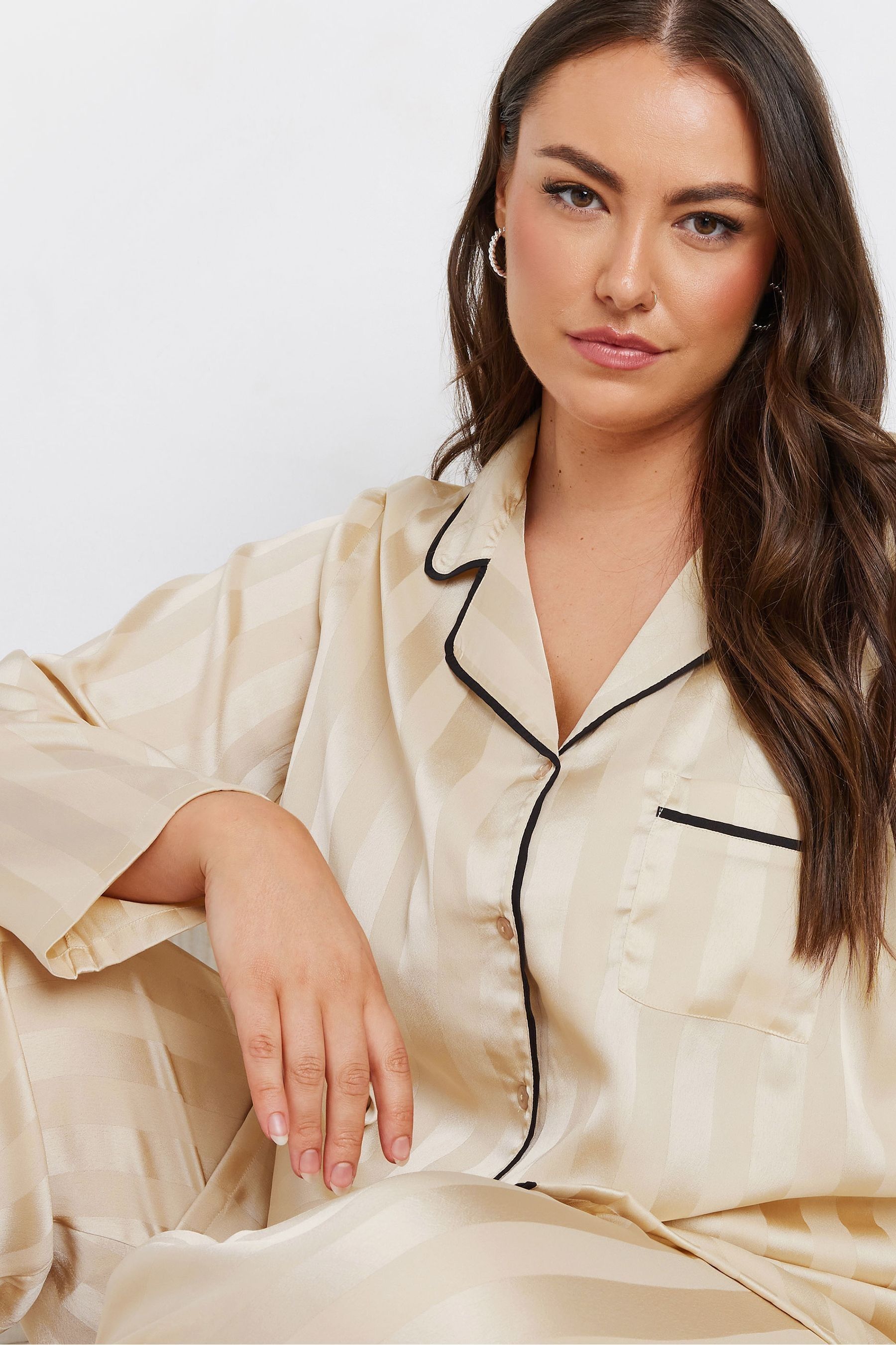 Cream satin pyjamas womens top