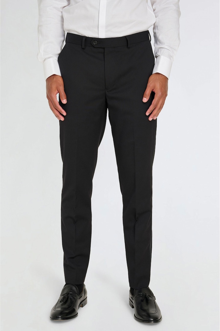 Harry Brown Black Leo Tuxedo Dinner Trousers with Satin Stripe Detail - Image 1 of 12