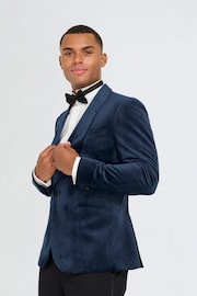 Harry Brown Blue Leo Velvet Tuxedo Dinner Jacket with Shawl Lapel Detail - Image 11 of 12