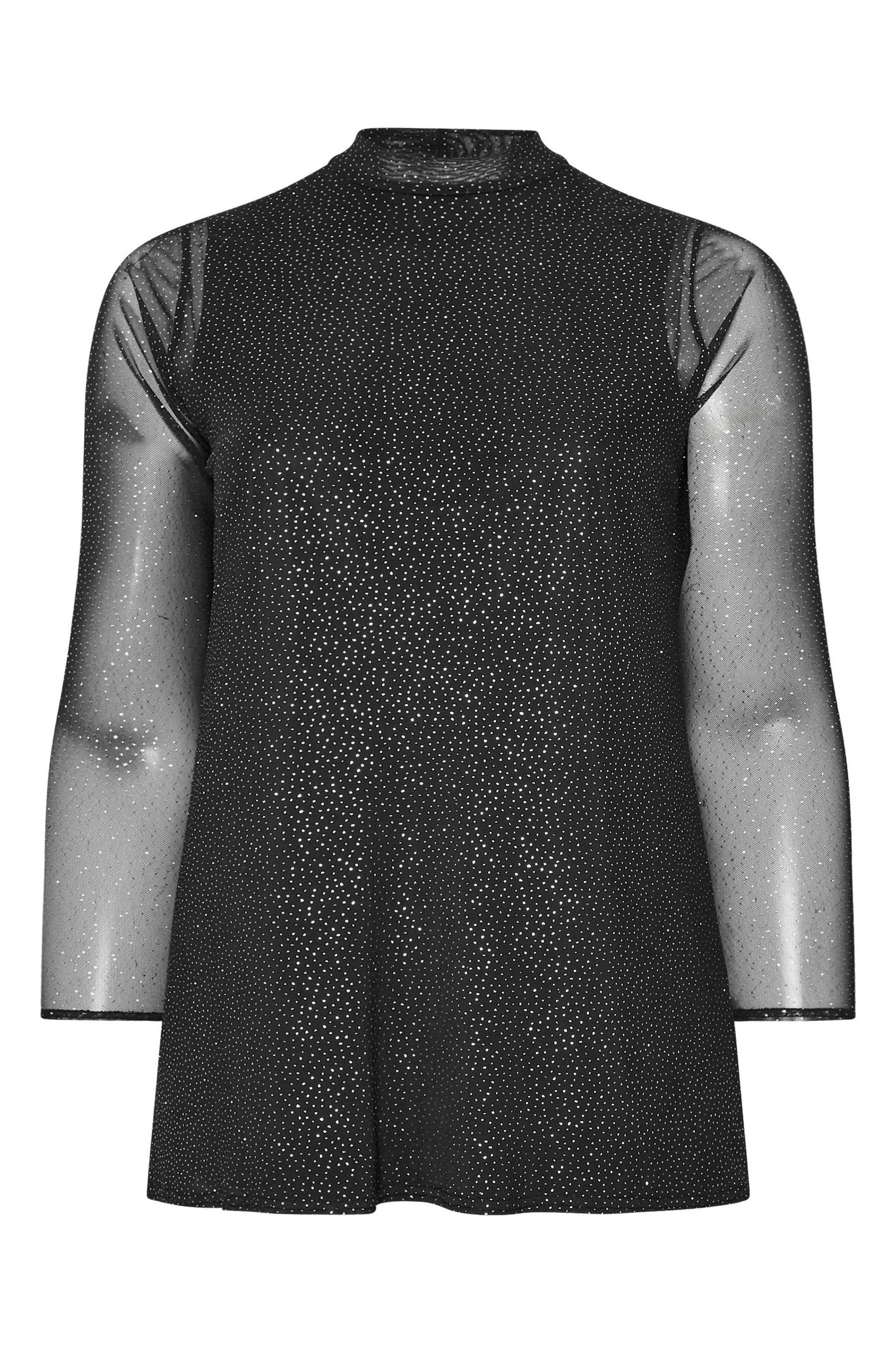 Glitter mesh top long sleeve store