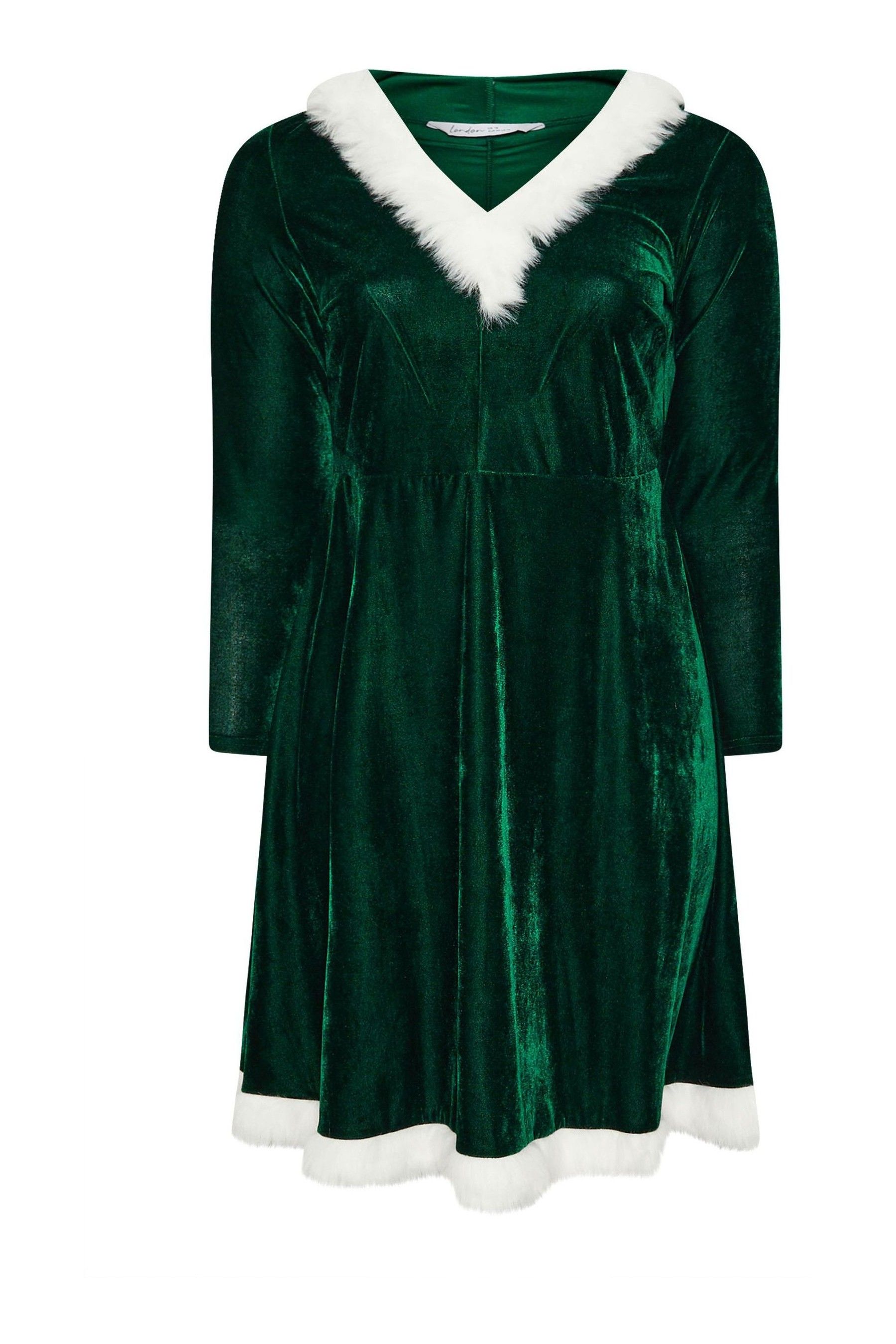 Buy Yours Curve Green Velvet Santa Dress from Next Luxembourg