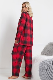 Yours Curve Red Soft Touch Star Check Pyjamas Set - Image 3 of 5