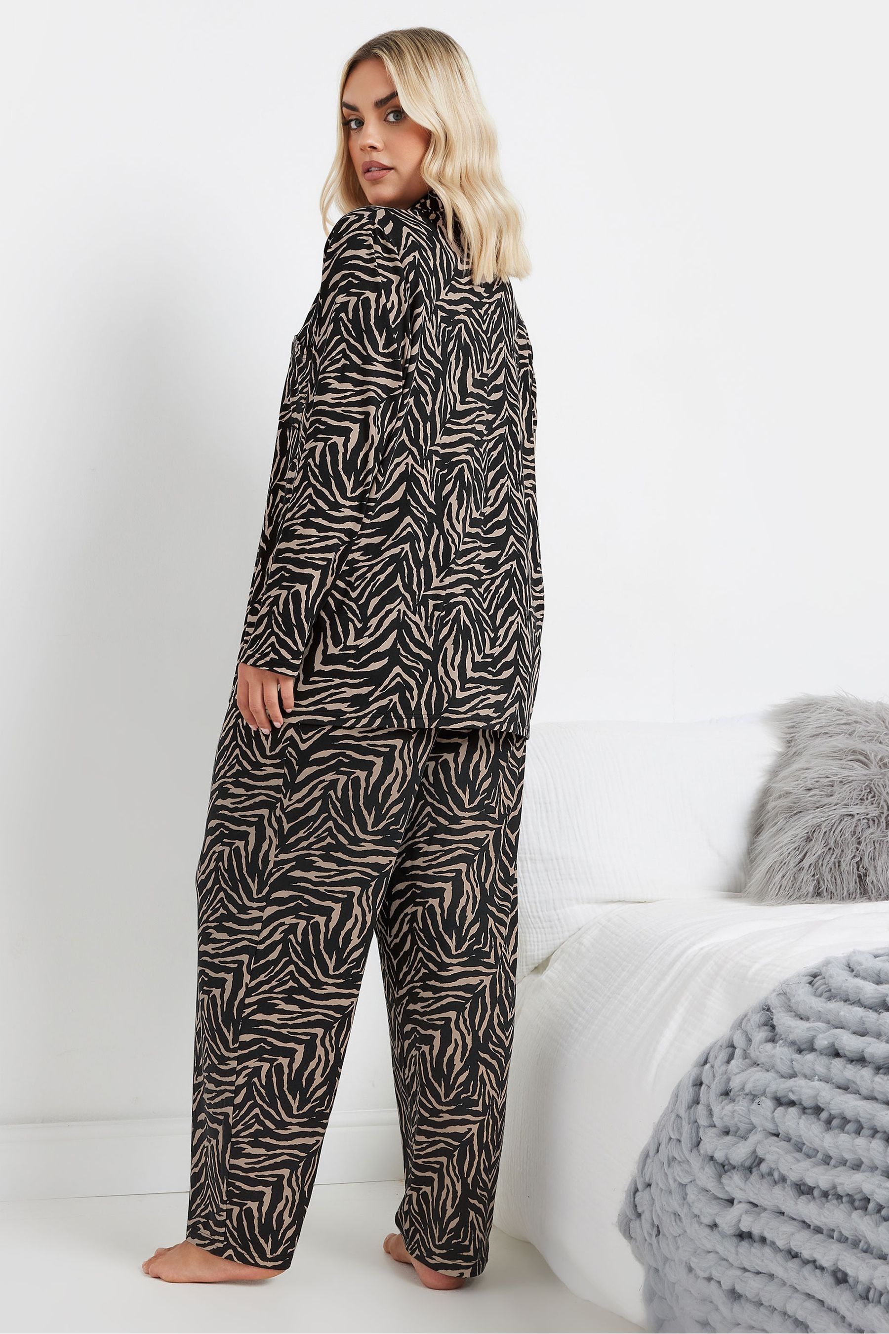 Buy Yours Curve Natural Soft Touch Zebra Pyjamas Set from Next United Arab Emirates