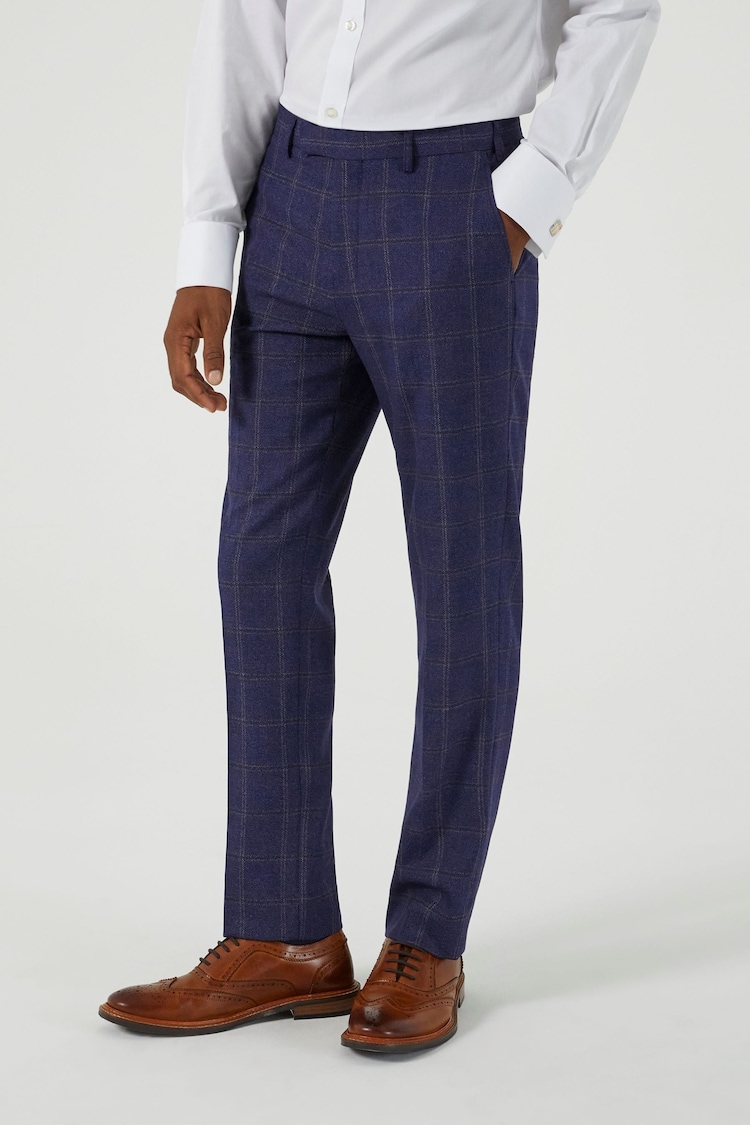 Skopes Blue Barron Check Tailored Fit Suit Trousers - Image 1 of 4