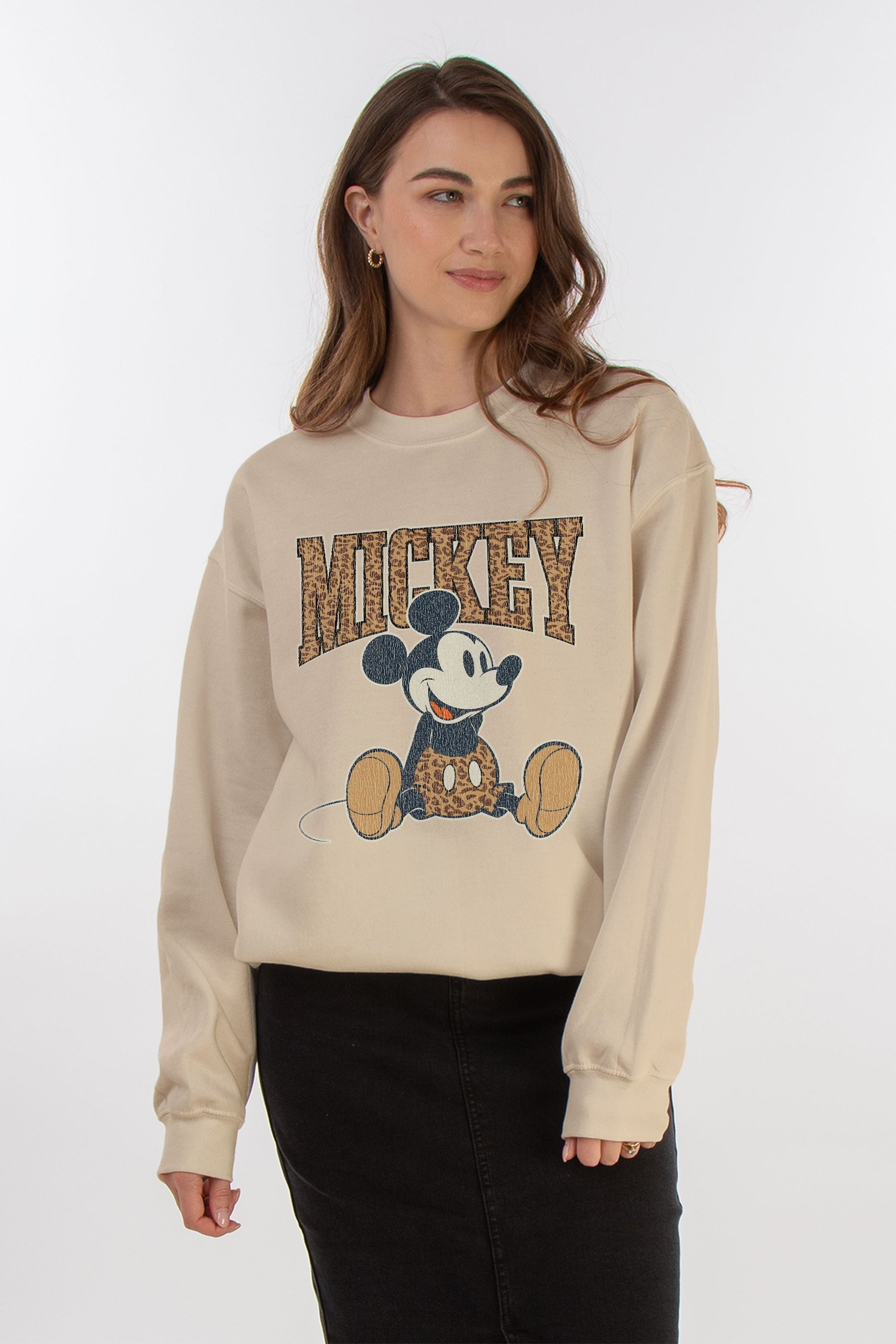 Buy Brands In Natural Women Leopard Print Disney Mickey Mouse Sweatshirt from the Next UK online shop