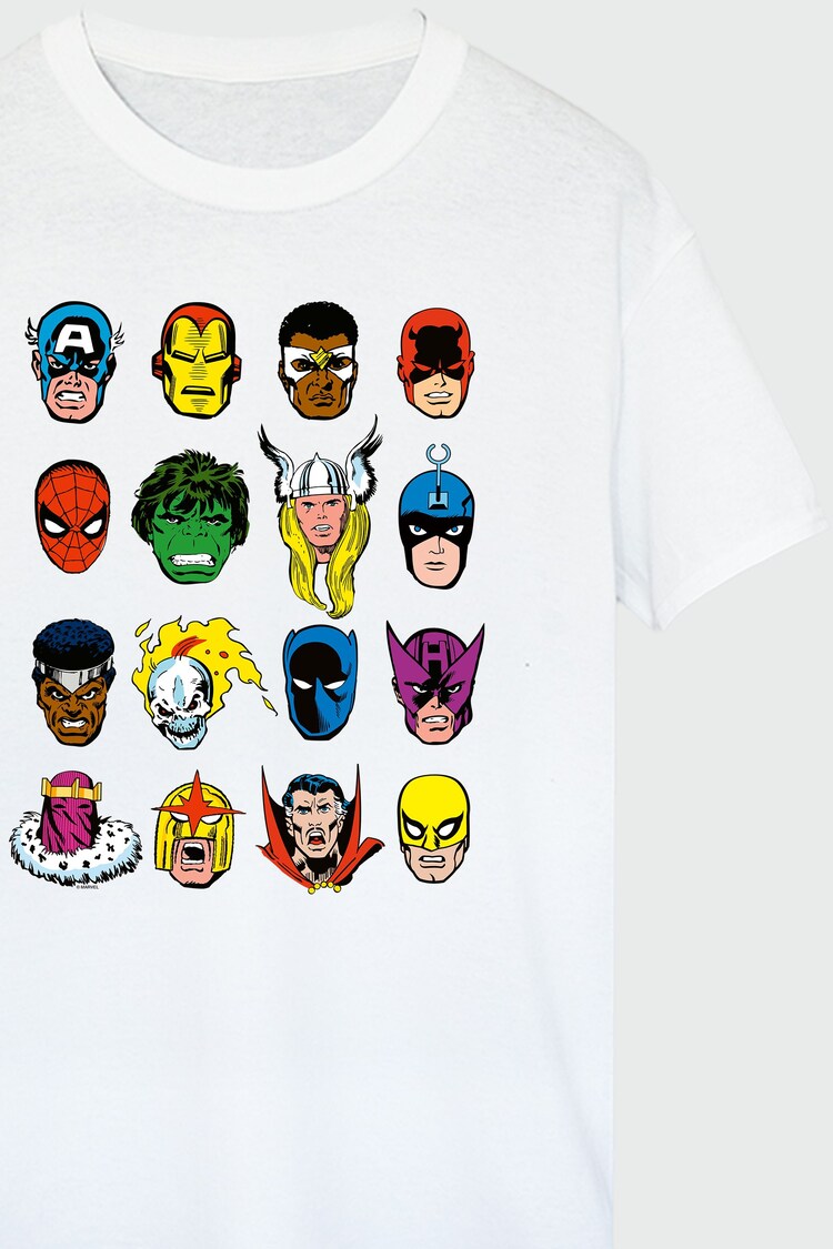 Brands In White Men 100% Cotton Marvel Comics Faces T-Shirt - Image 3 of 3