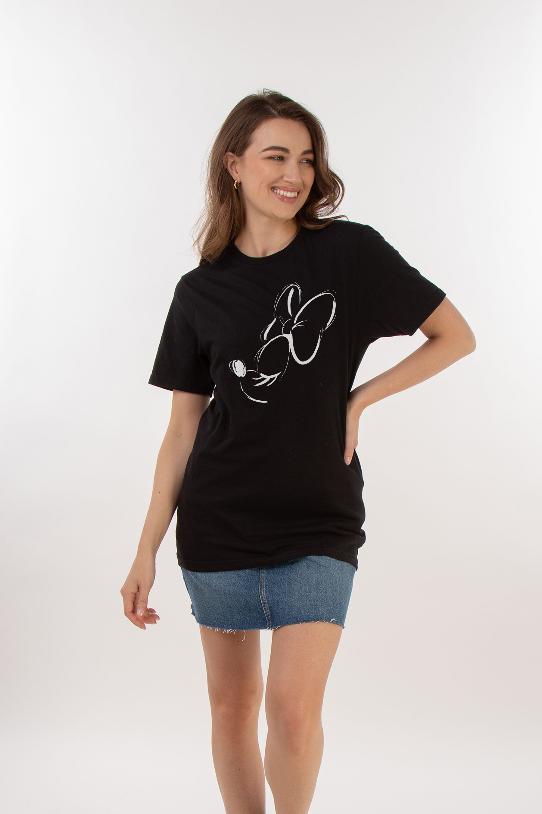 Buy Brands In Black Women Boyfriend Fit Disney Minnie Mouse Face 100 Cotton T Shirt from the Next UK online shop