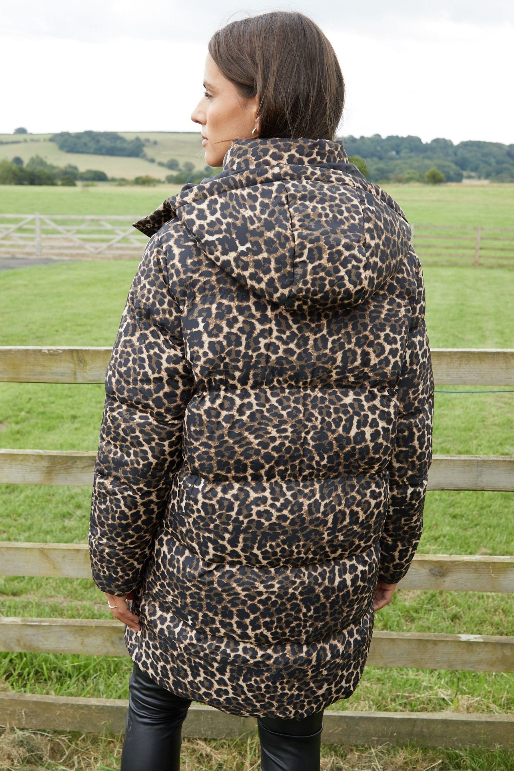 Leopard print coat with hood hotsell