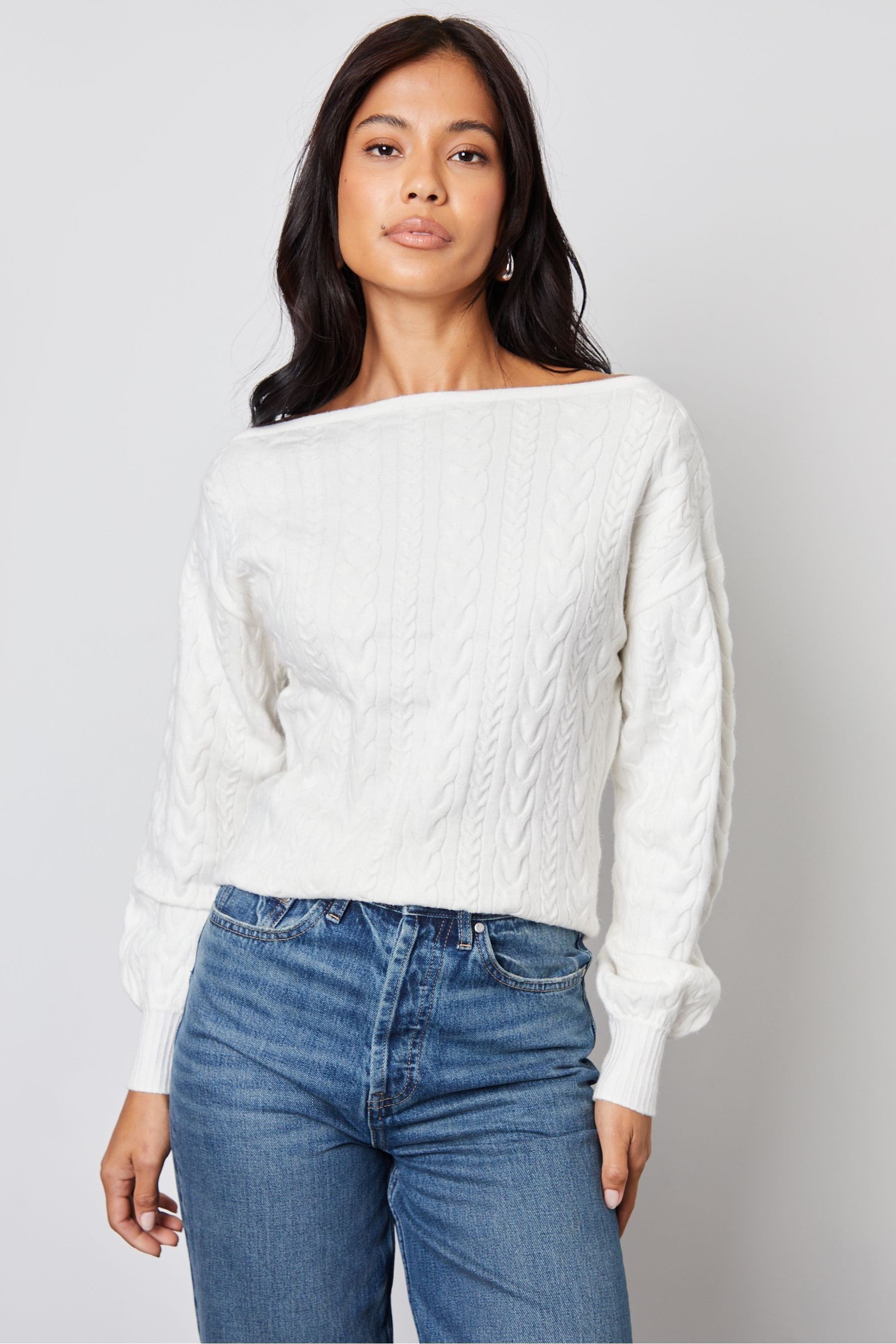 White slash neck jumper new arrivals