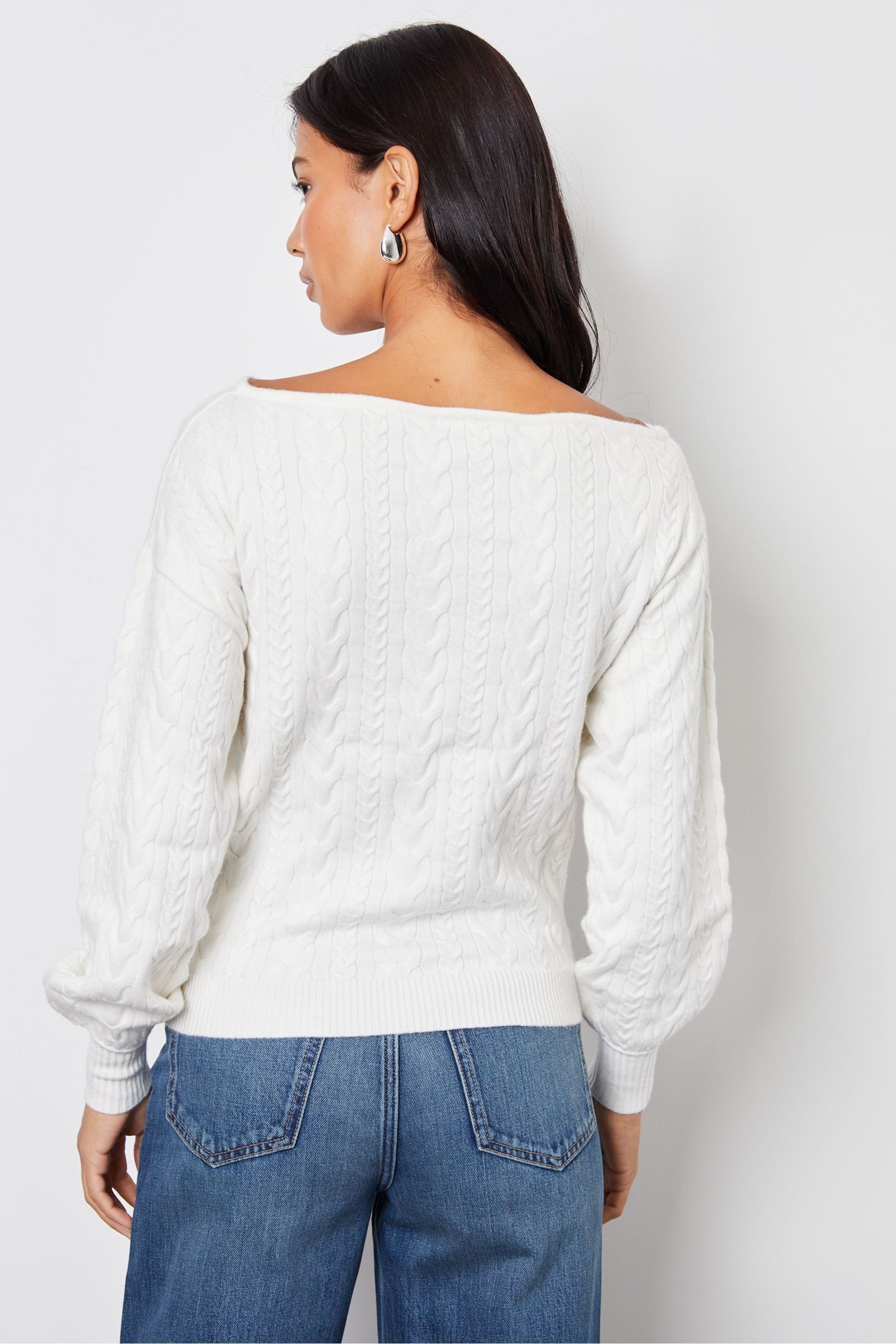 White slash neck jumper top