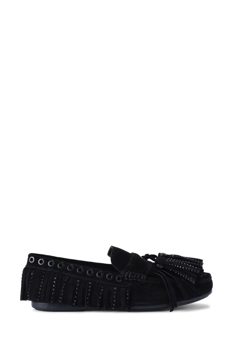 Kurt Geiger London Tassel Fringe Moccasin Black Loafers - Image 1 of 5