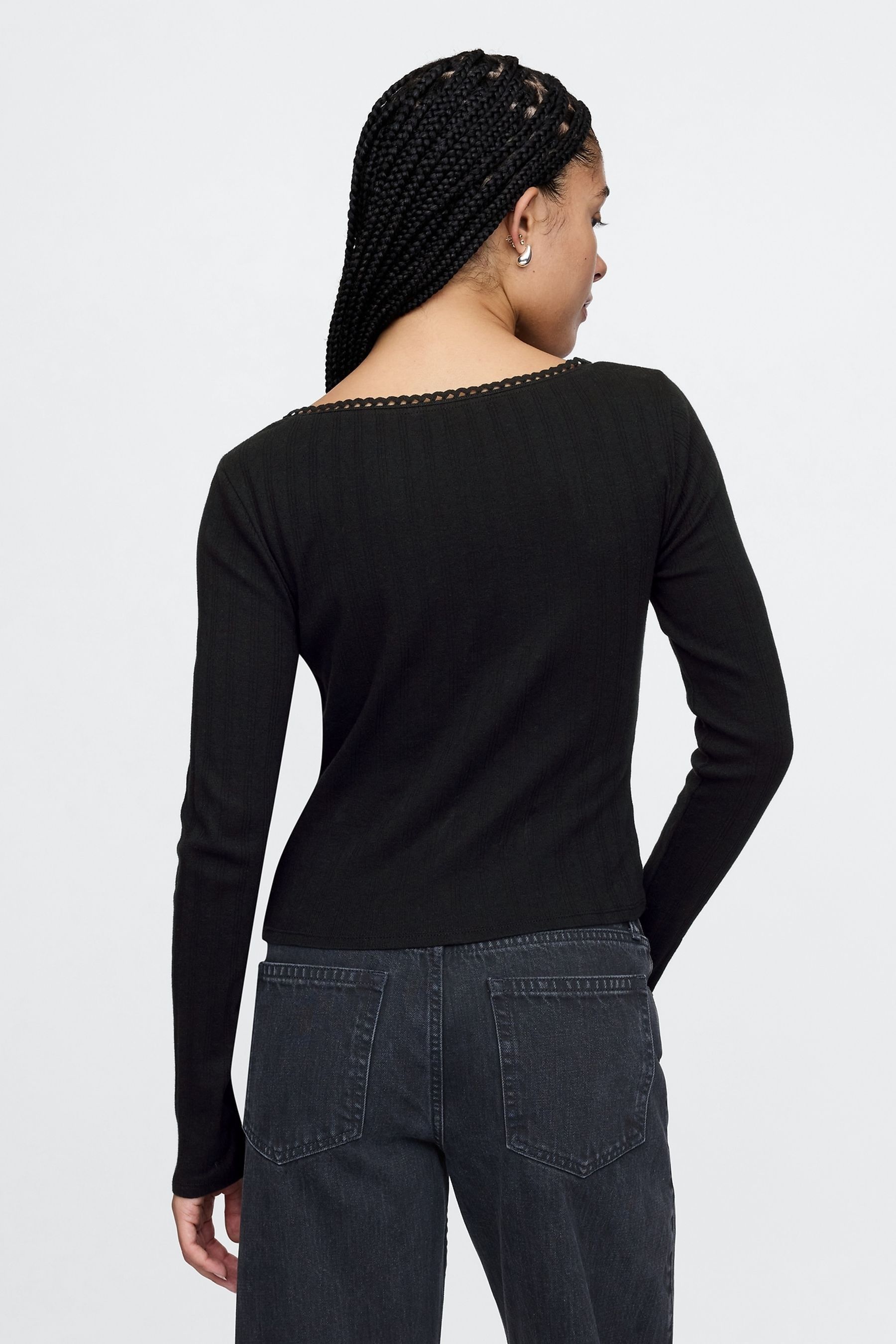 Gap Black Cropped Pointelle Cardigan