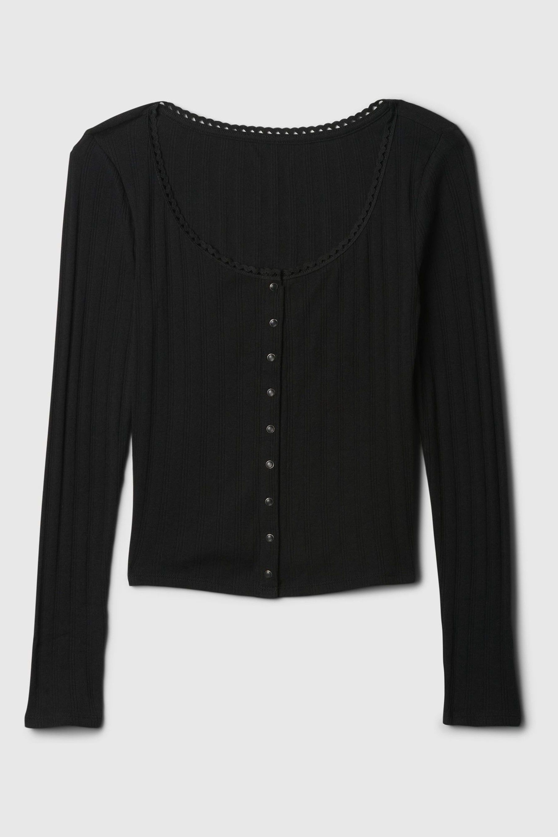 Gap Black Cropped Pointelle Cardigan