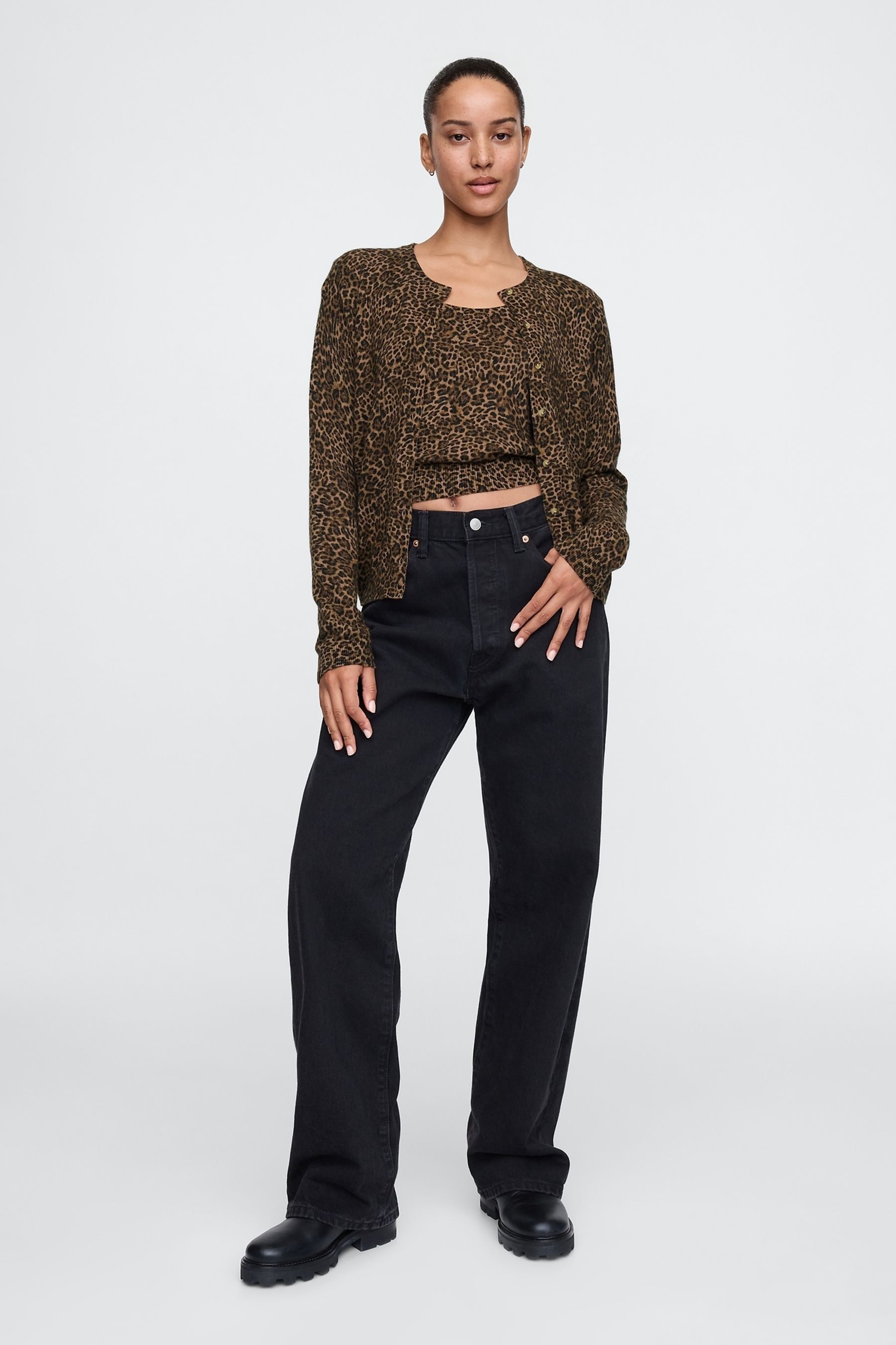 Gap leopard cardigan deals