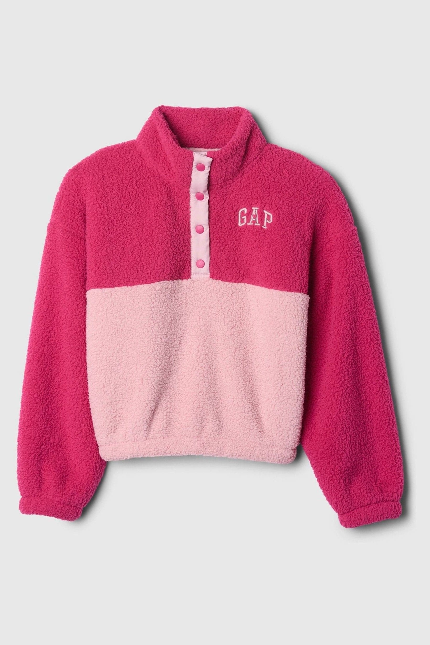 Buy Gap Pink Sherpa Quarter Snap Fleece 4 13yrs from the Next UK online shop
