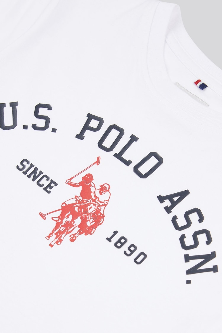 U.S. Polo Assn White U.S. Polo Assn. Boys Blue Signature Arch Print 100% Cotton T-Shirt - Image 7 of 7