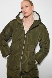 Monsoon Green Phoebe Fleece Quilted Puffer Coat - Image 2 of 4