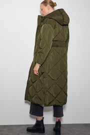 Monsoon Green Phoebe Fleece Quilted Puffer Coat - Image 3 of 4