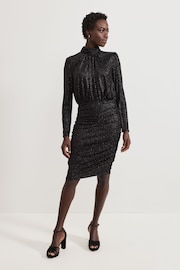 Phase Eight Black Tessa Glitter shirt Dress - Image 3 of 6