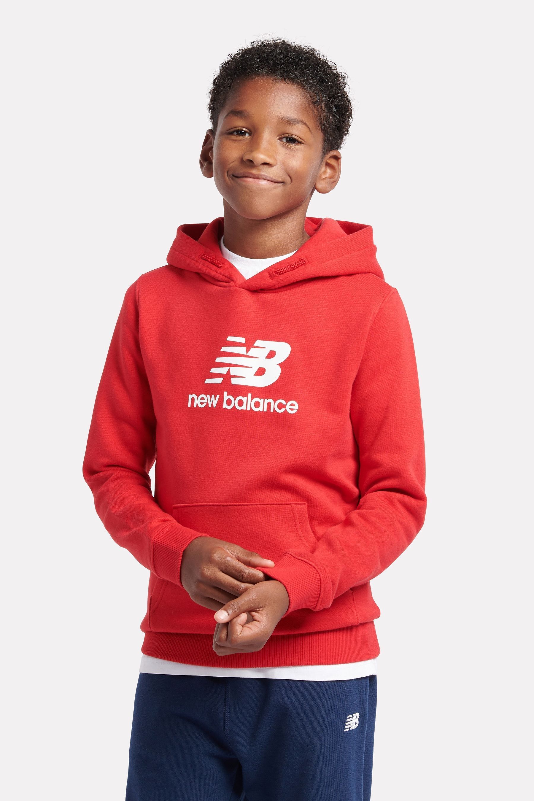Buy New Balance Red Boys Brush Back Stacked Logo Hoodie from Next Oman
