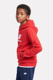 New Balance Red Boys Brush Back Stacked Logo Hoodie - Image 2 of 5