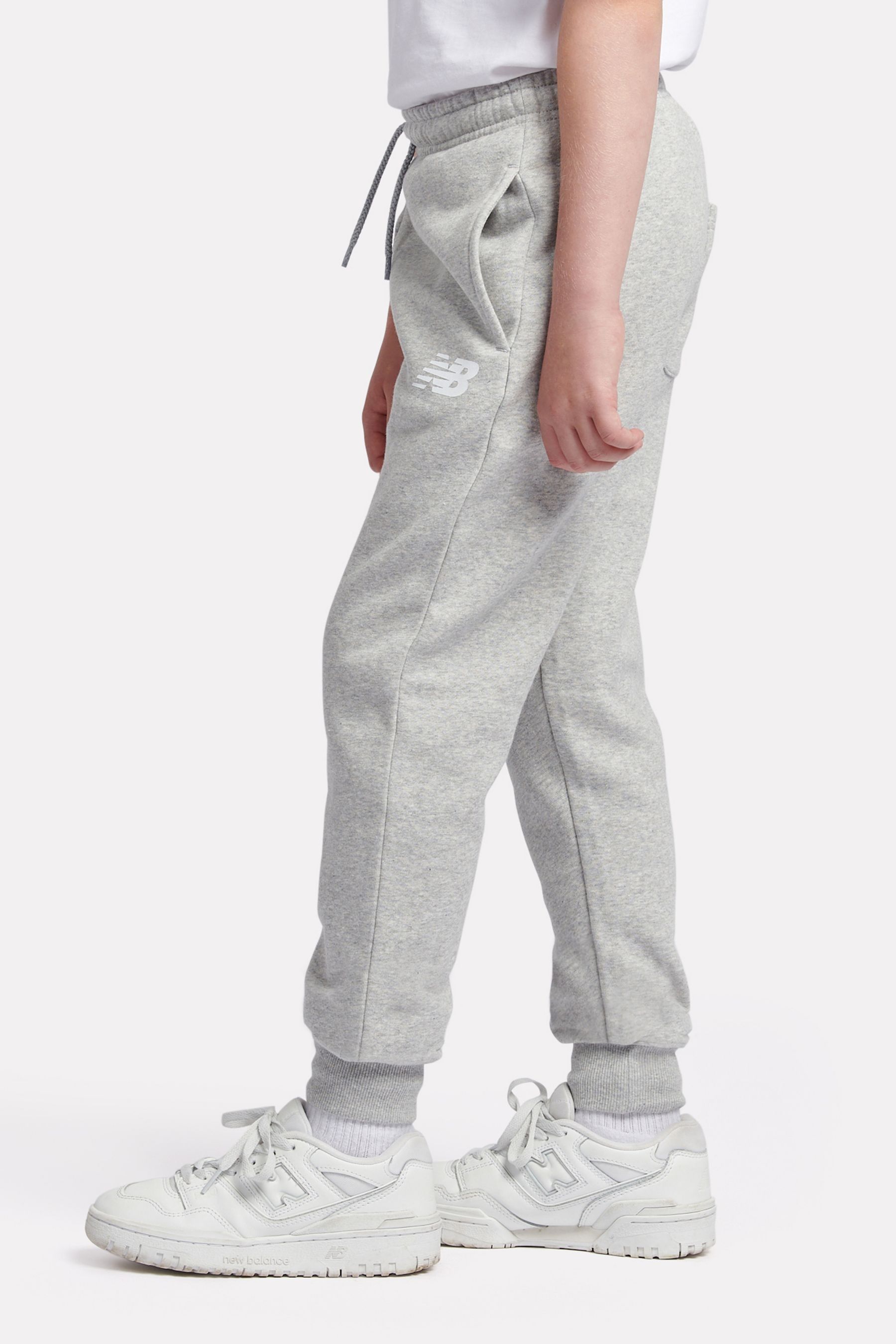 New Balance Grey Boys Brush Back Stacked Logo Joggers 10 11 Yrs