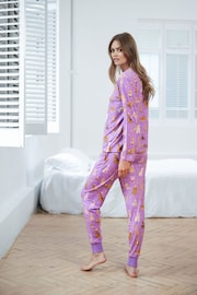 Chelsea Peers Purple Party Dogs Print Long Pyjamas Set - Image 2 of 5