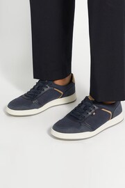 Dune London Blue Tinted Mixed Material Lace Up Trainers - Image 1 of 6