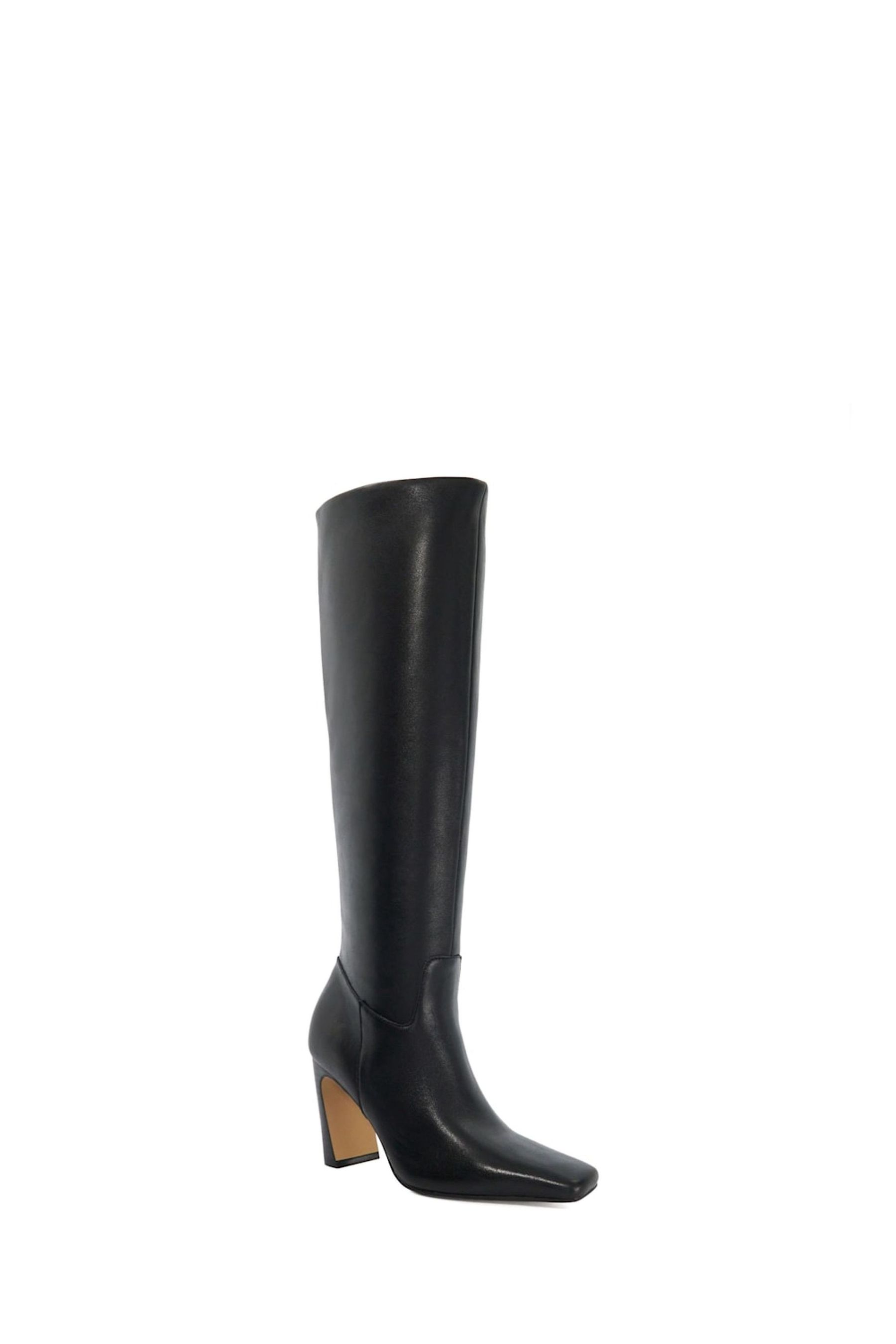 Dune London Black Sliding Chisel Toe Angle Knee High Boots