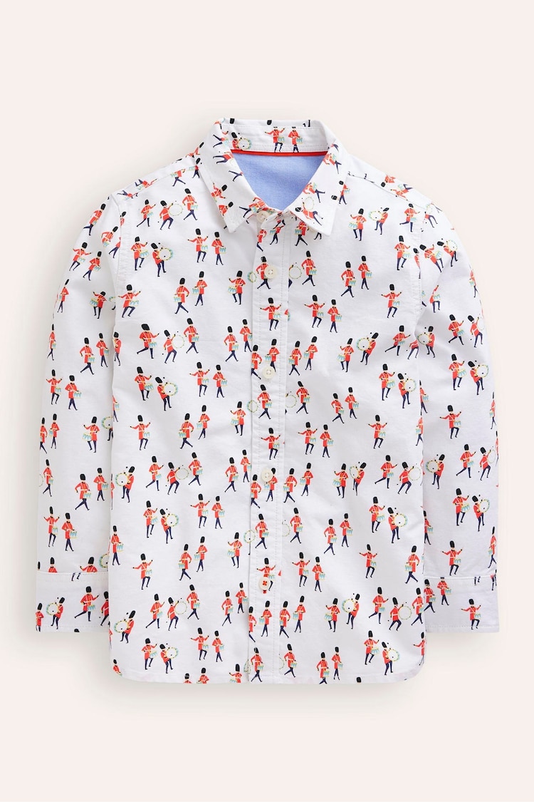 Boden Cream Festive Printed 100% Cotton Shirt - Image 1 of 3