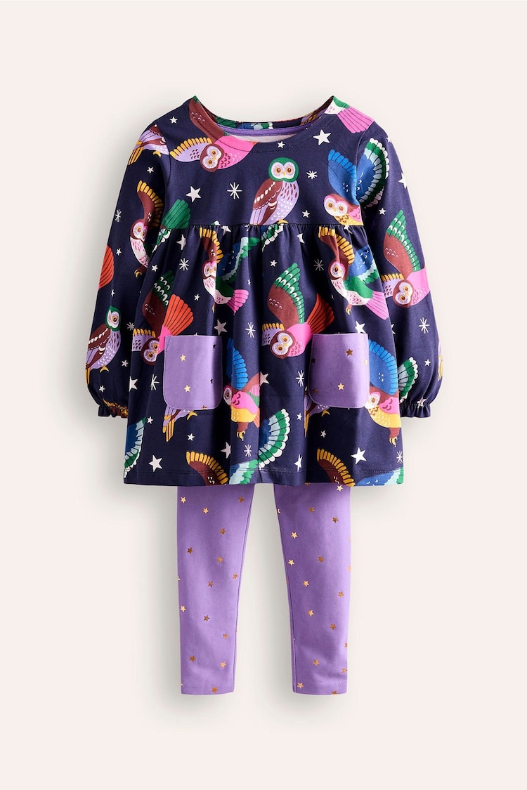 Boden Blue 100% Cotton Print Top and Leggings Set - Image 1 of 3