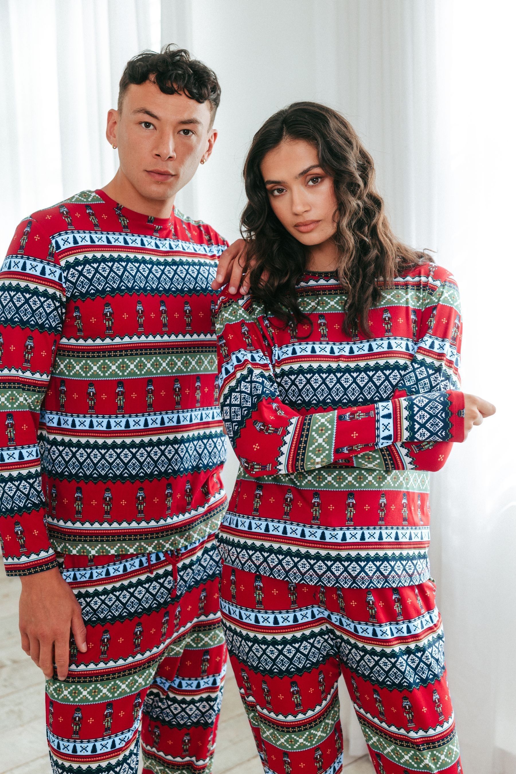 Buy Chelsea Peers Red Christmas Nutcracker Fair Isle Print Long Pyjamas Set from Next Canada