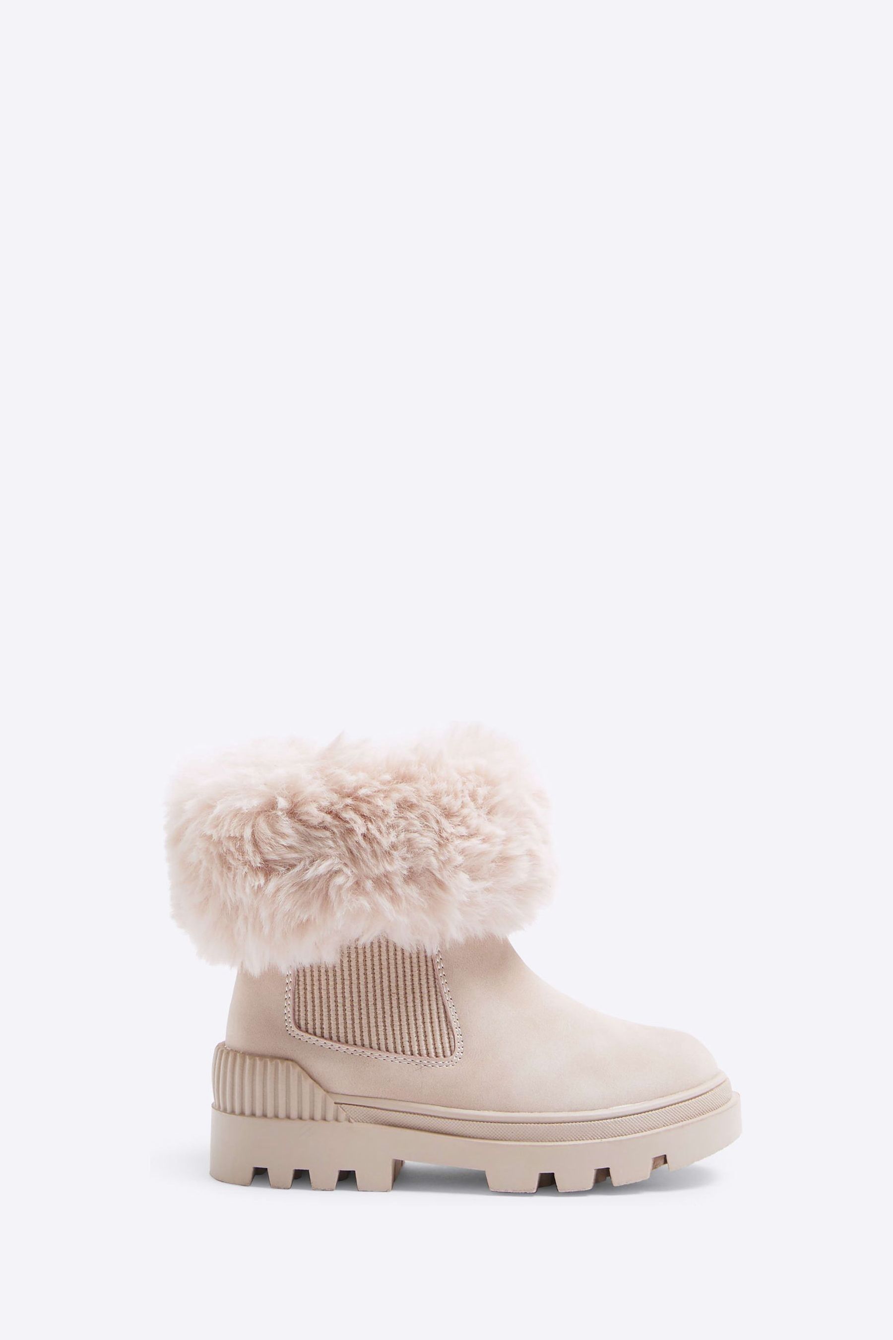 Buy River Island Pink Girls Faux Fur Cuff Boots from Next Oman