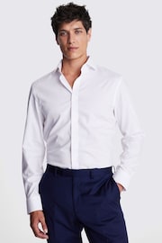 MOSS White Tailored Fit Non-Iron Puppytooth 100% Cotton Shirt - Image 1 of 4