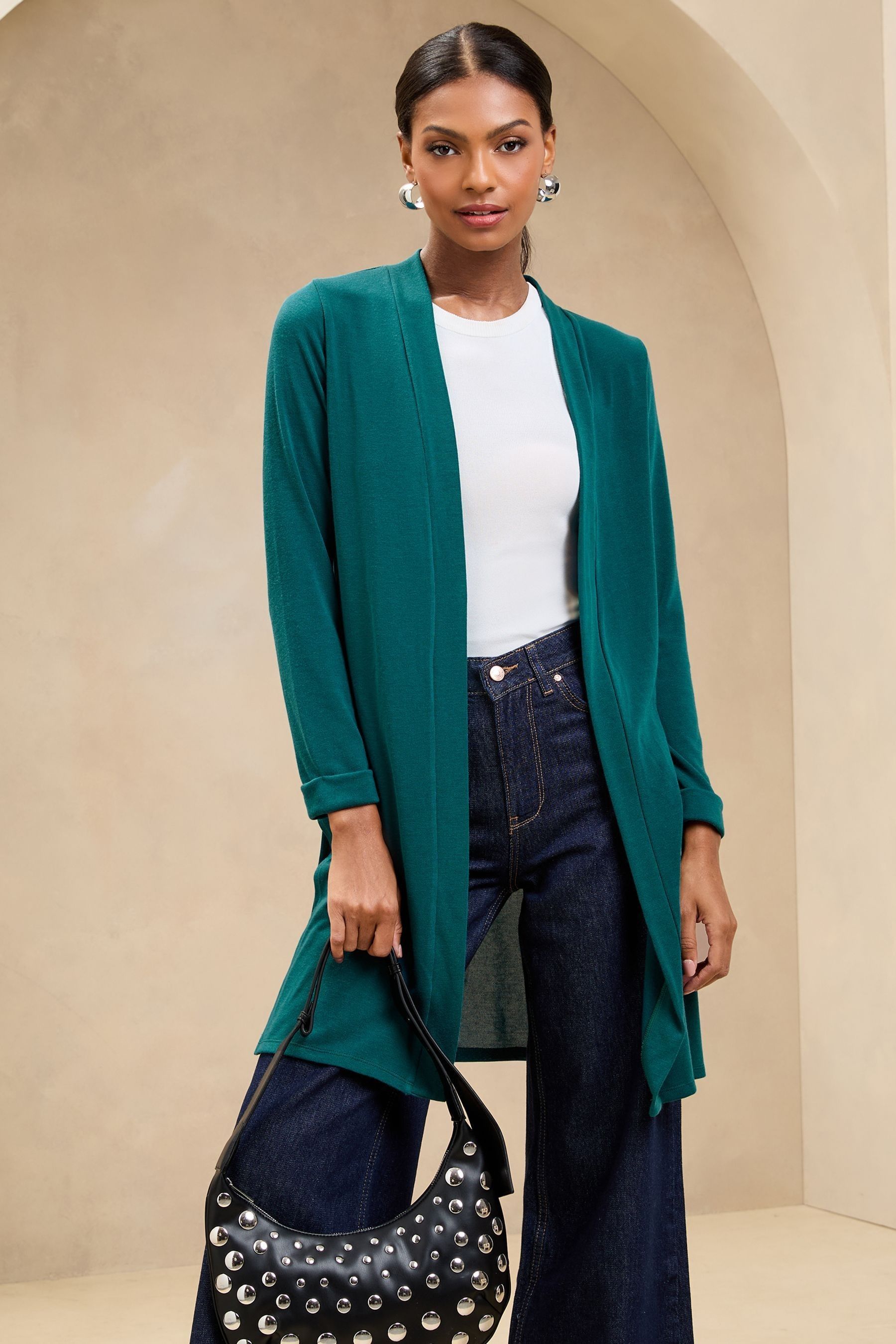 Buy Lipsy Teal Longline Cardigan from Next Oman