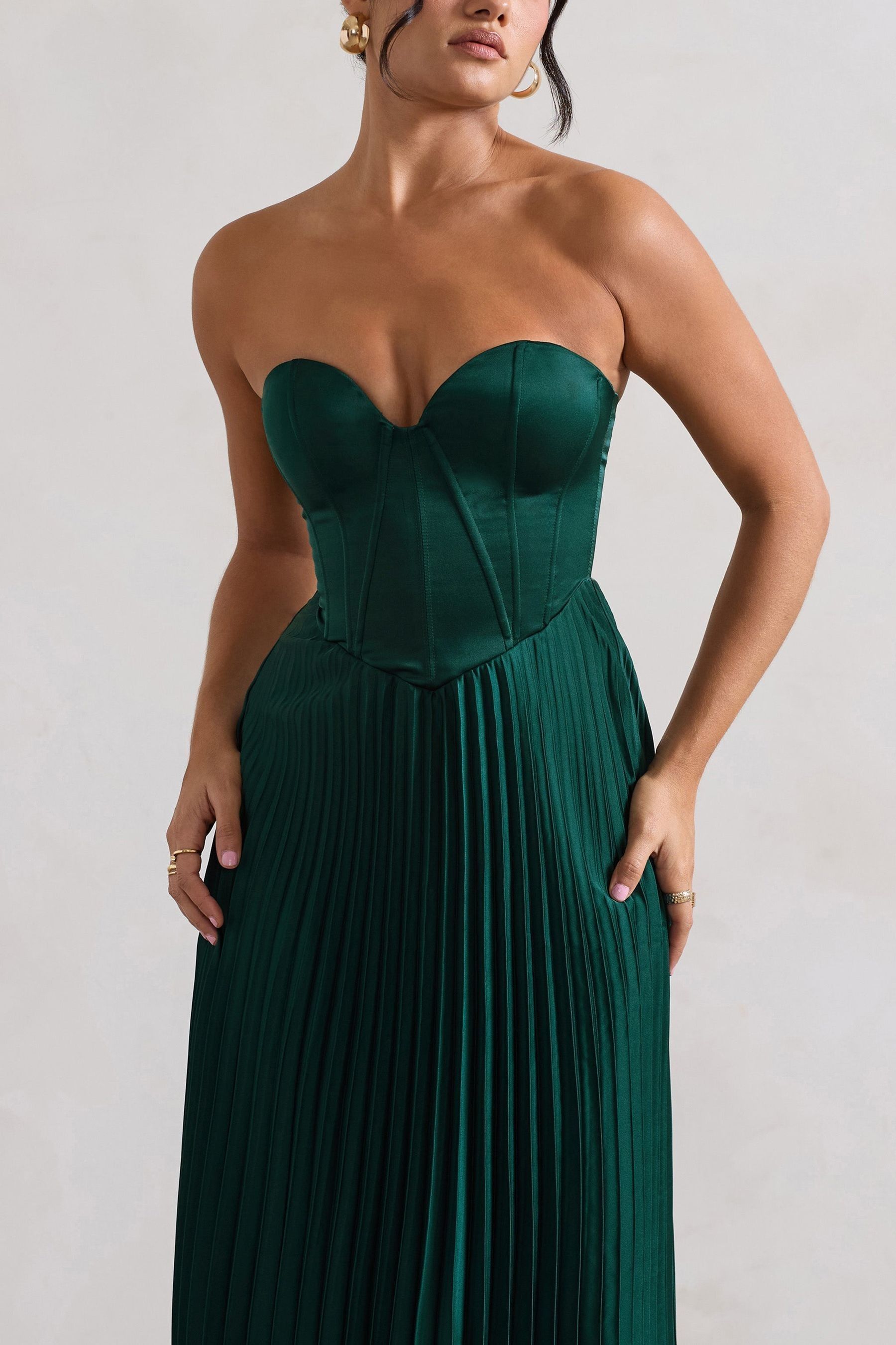 Buy Club L London Green Bordeaux Satin Corset Style Midi Dress from Next Ireland