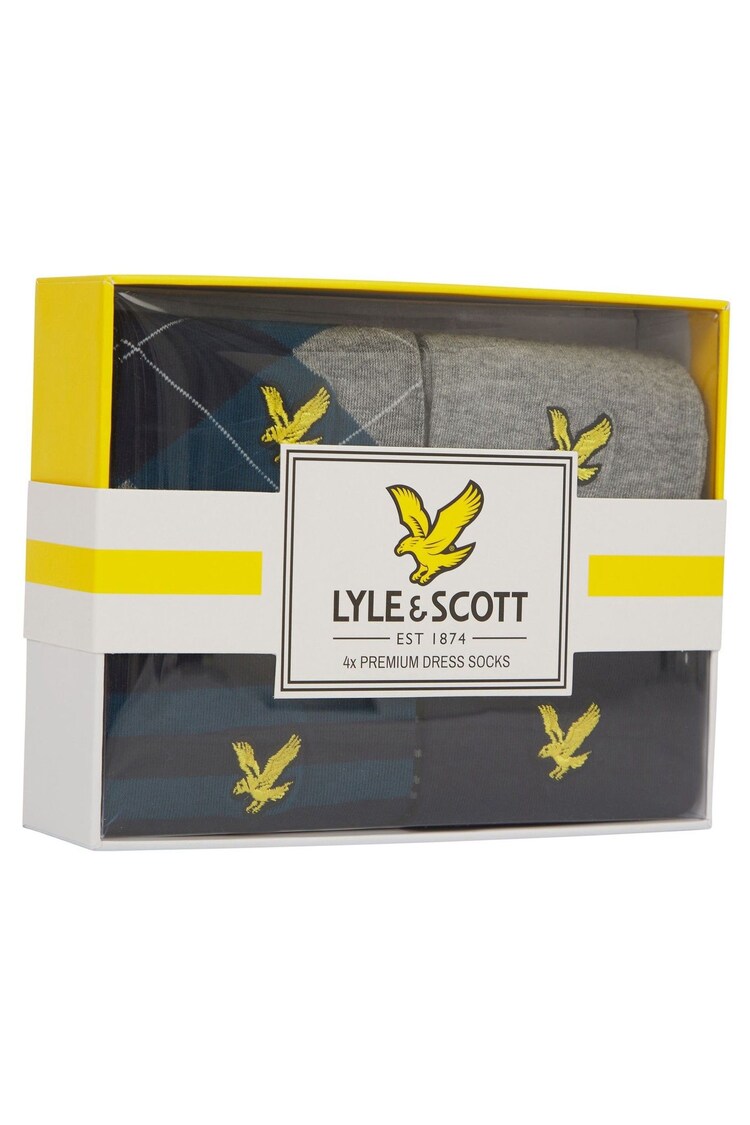 Lyle & Scott Blue Abraham Socks Gift Box 4 Pack - Image 6 of 6