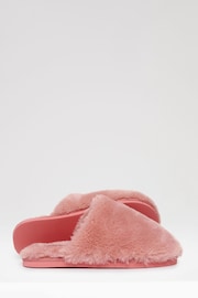 Threadbare Pink Faux Fur Mule Slippers - Image 3 of 3