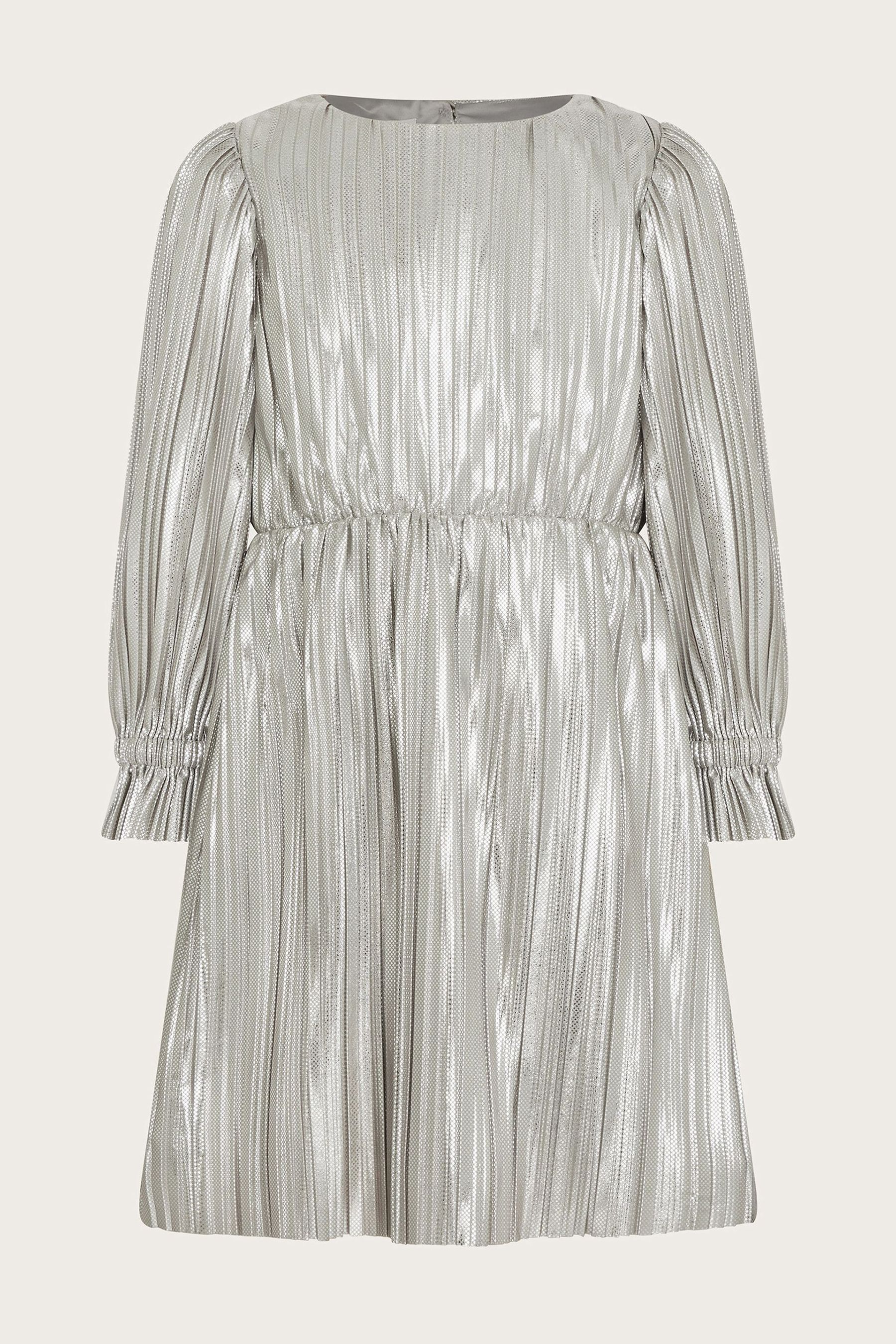 Buy Monsoon Silver Long Sleeve Metallic Plisse Dress from Next Austria