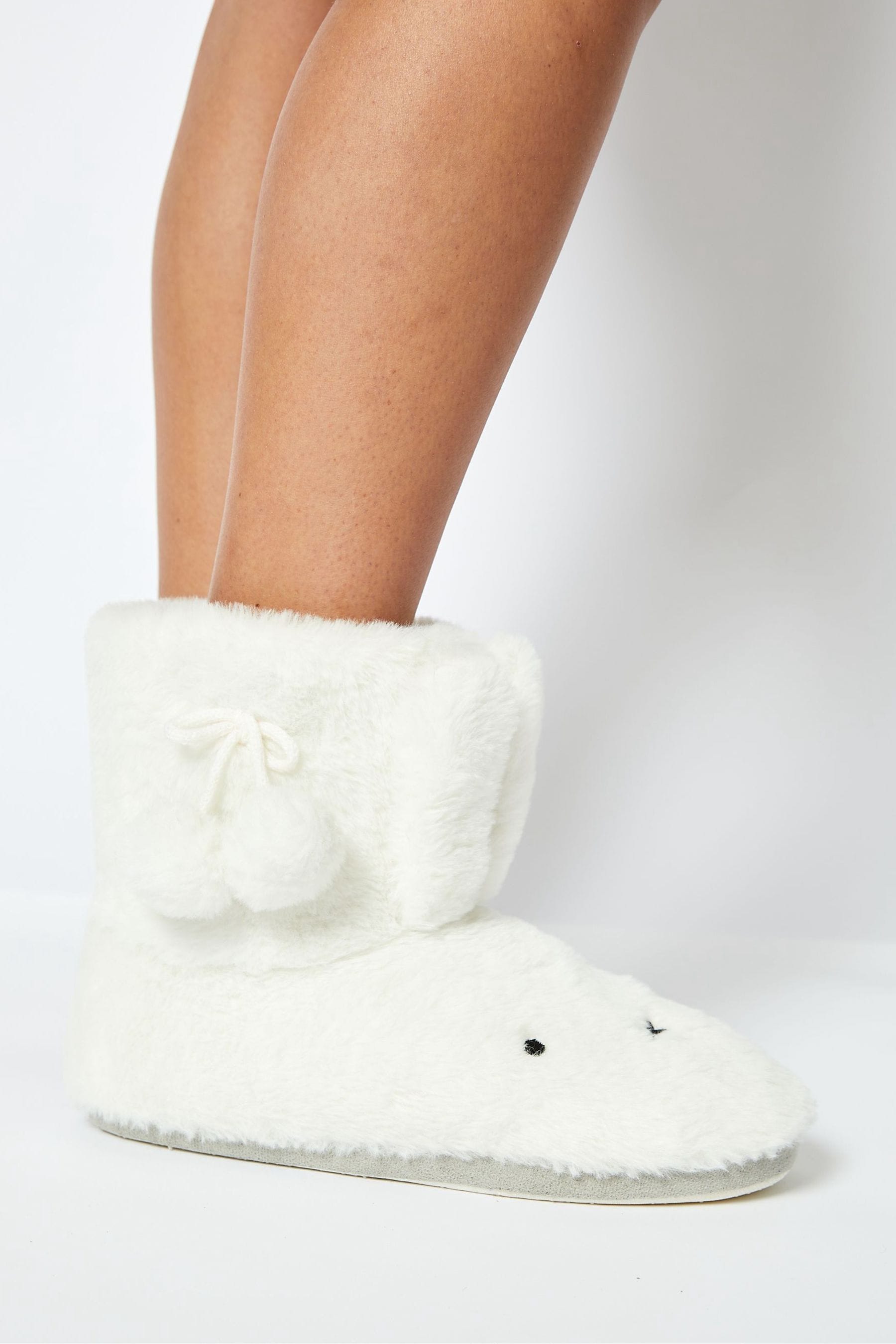 White fluffy slipper boots hot sale
