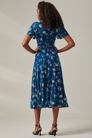 Jolie Moi Blue Harlie Floral Mesh Maxi Dress - Image 2 of 6